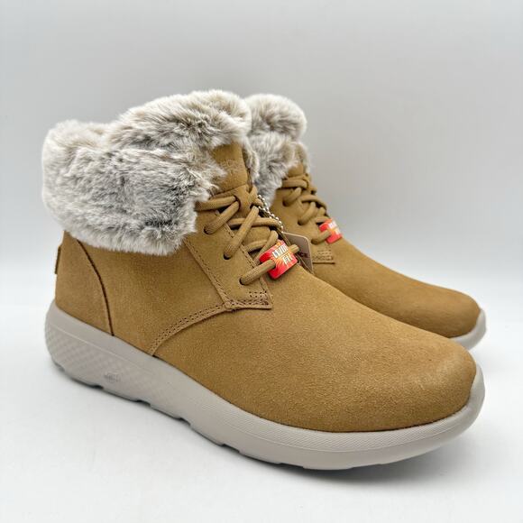 Skechers Women On The Go City Bootie US 6.5 Wide Brown Suede Water Repellent NIB - Picture 4 of 11